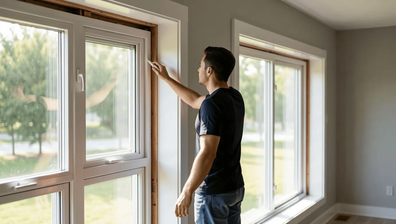 Homeowner enjoying newly installed energy efficient windows