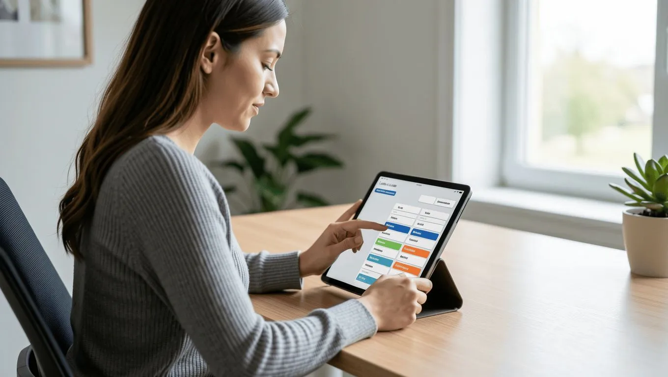 Woman comparing personal loan rates online.