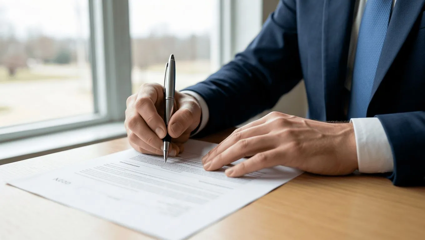 Signing personal loan agreement in Illinois.