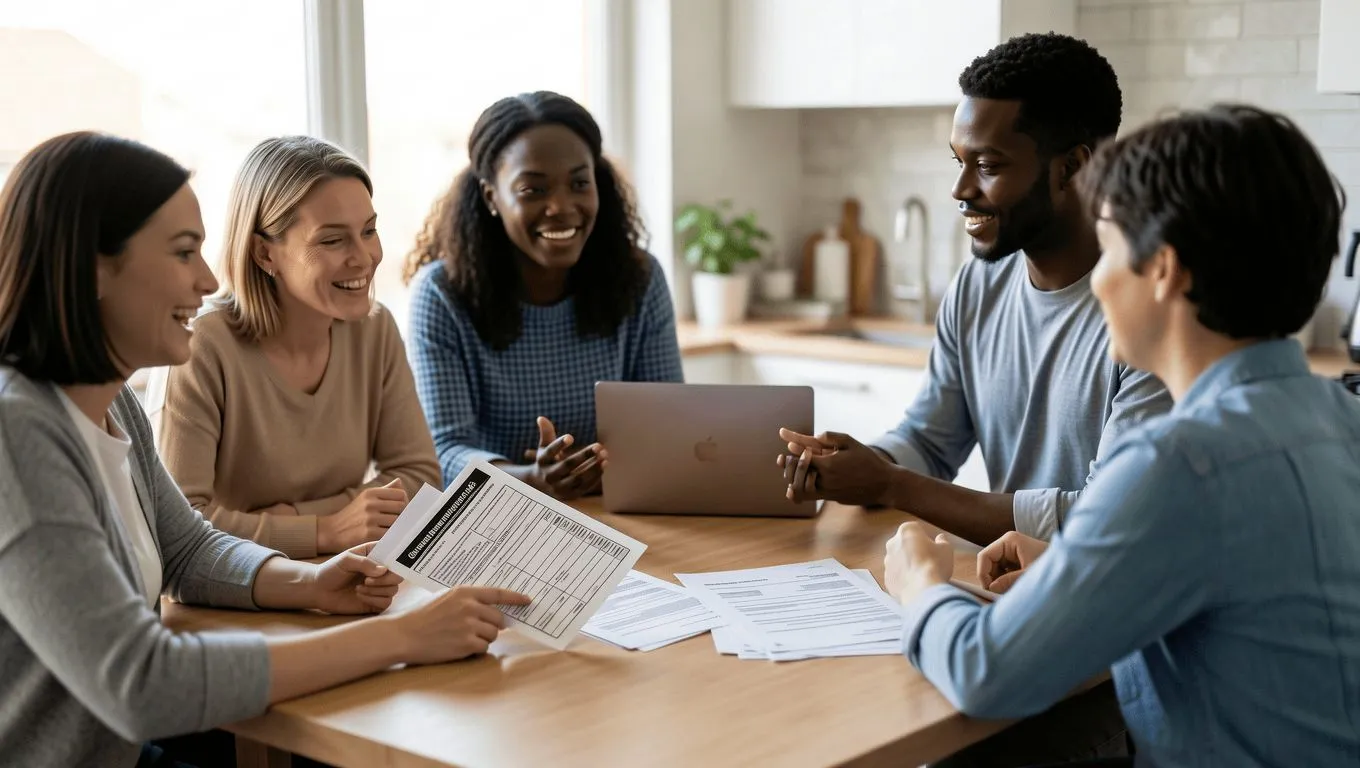 People analyzing personal loan options in Illinois home.