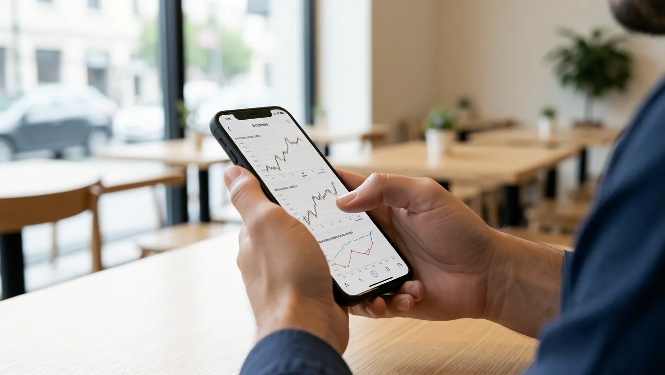 Using a mobile device to manage finances in a bright setting