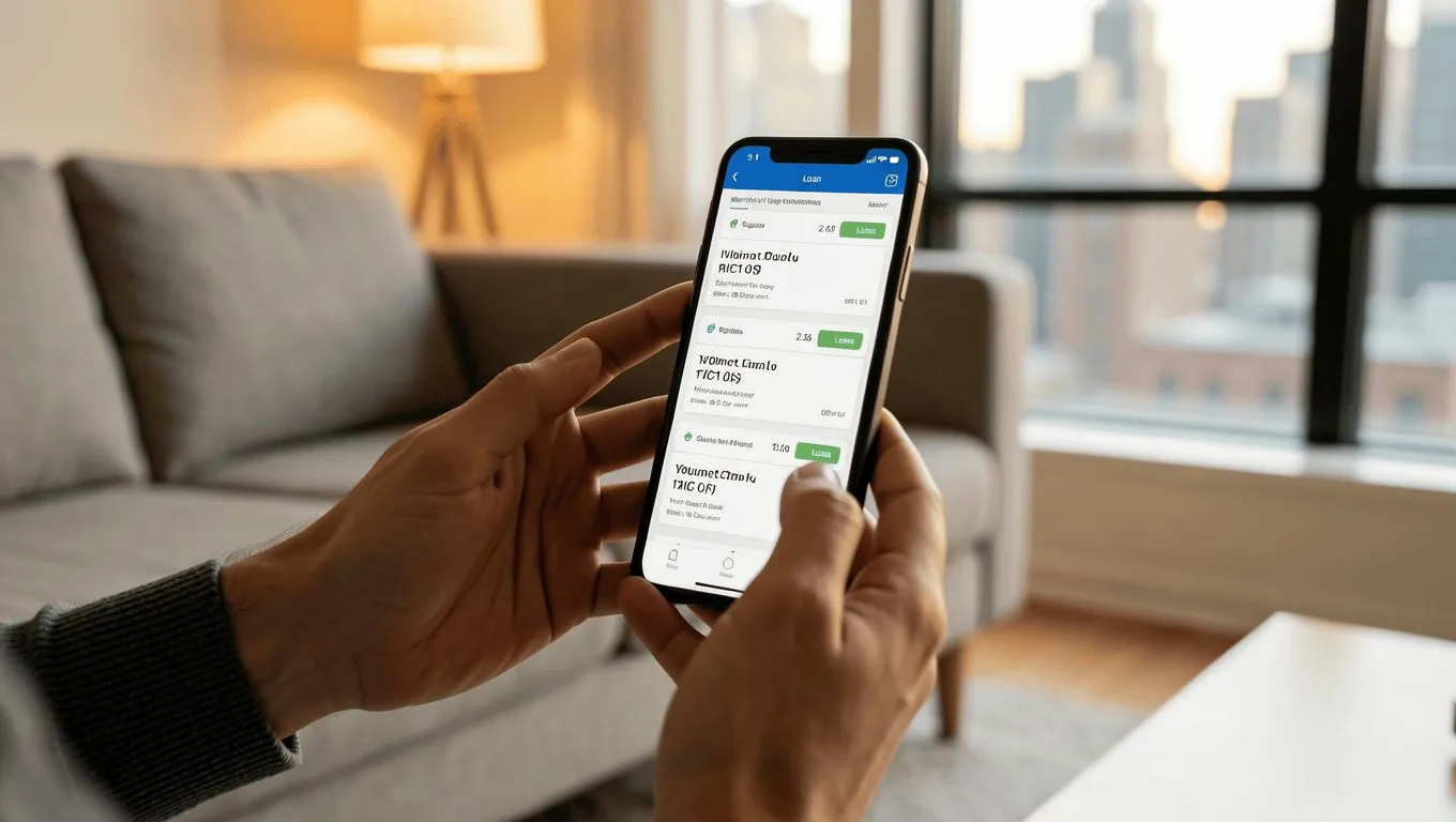 Comparing personal loan rates on a mobile device.