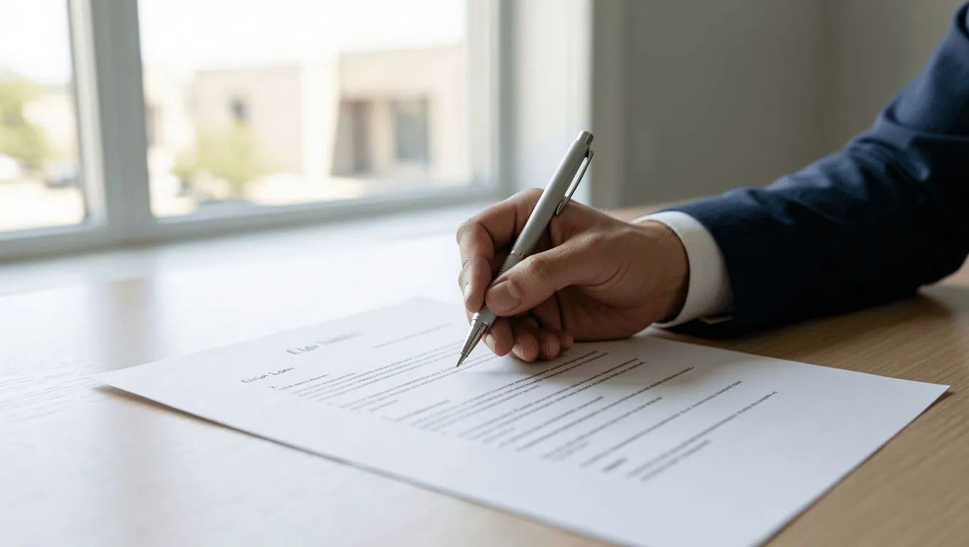 Signing loan documents in Elgin