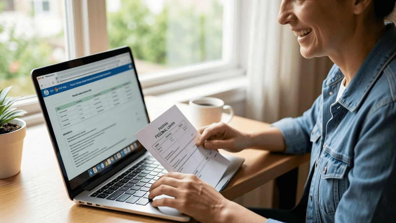 Person successfully managing finances with a new loan.