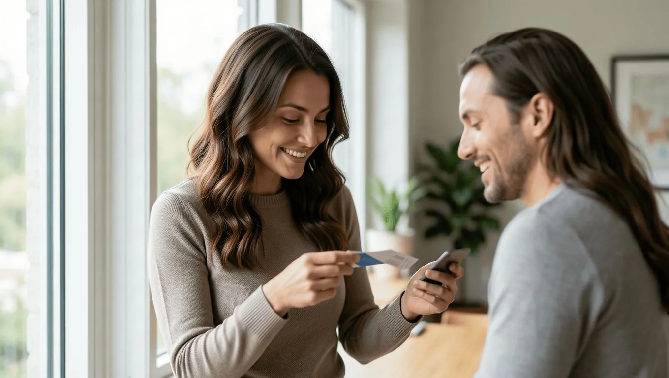 A person reviewing loan options with a positive expression.